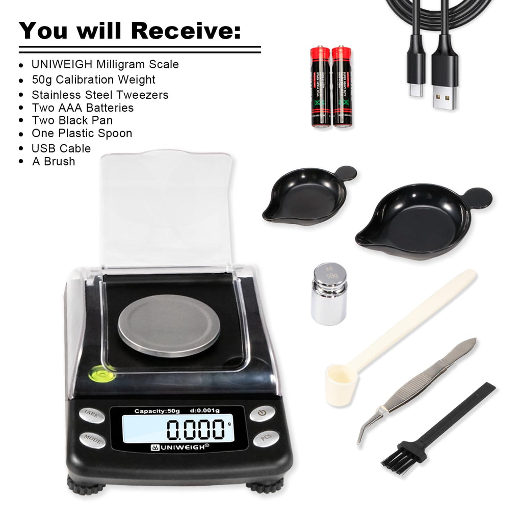 Milligram Scale Precision 0.001g/50g mg Scale for Weighing Powders