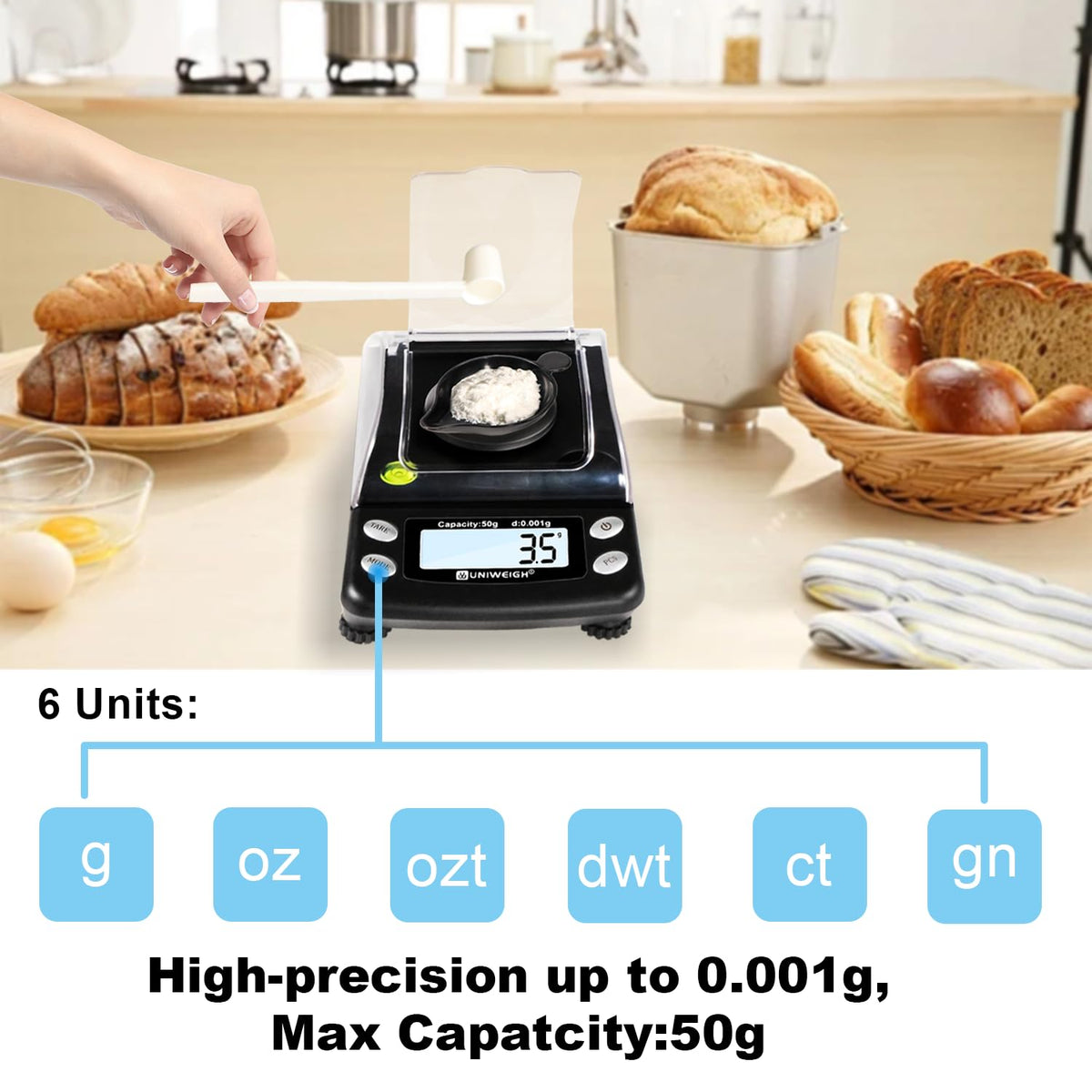Milligram Scale Precision 0.001g/50g mg Scale for Weighing Powders