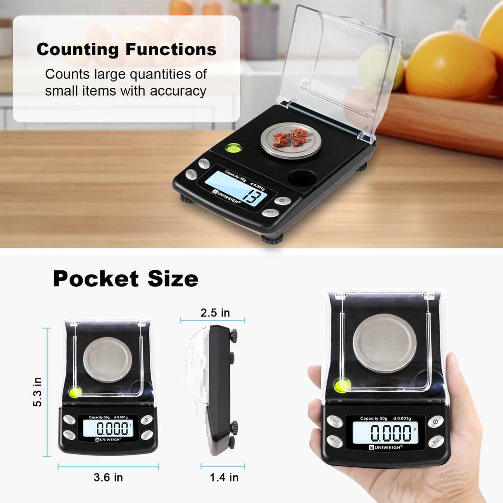 Milligram Scale Precision 0.001g/50g mg Scale for Weighing Powders